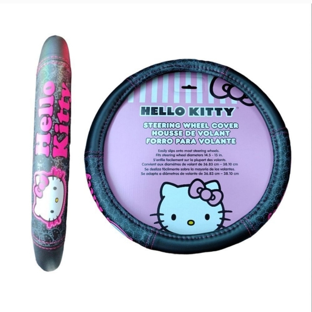 Hello Kitty Steering Wheel Cover - Pink and Black